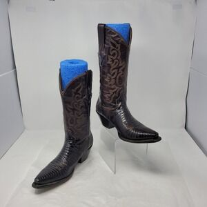 Resistol Ranch Brown Lizard Skin Snip Toe Western Cowboy Boots Sz 7.5 Rodeo
